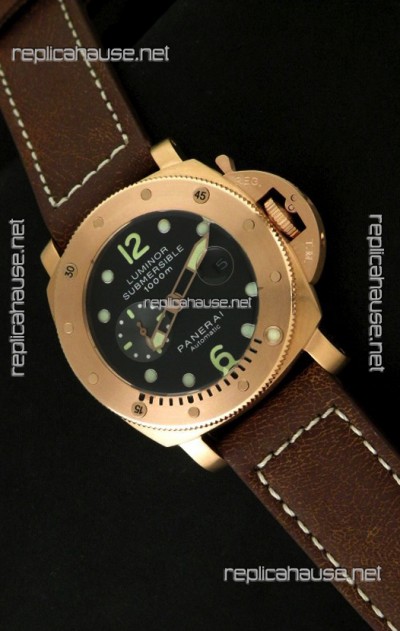 Panerai Luminor Submersible 1000M Japanese Automatic Rose Gold Watch in Black Dial