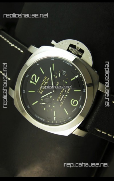 Panerai PAM365 L’Astronomo Luminor 1950 GMT Equation of Time Watch Black Dial Steel