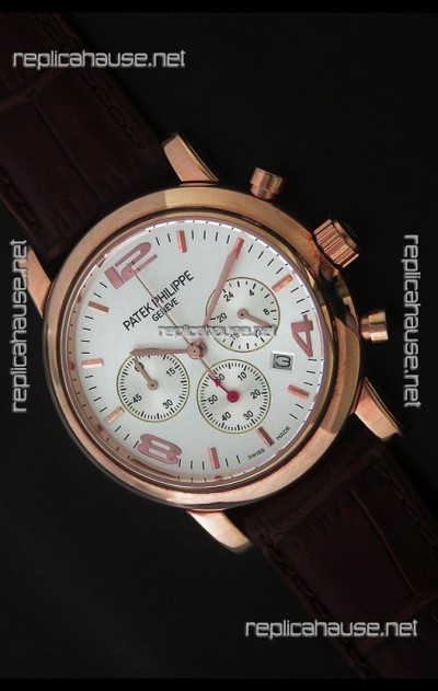 Patek Philippe Perpetual Calender Japanese Steel Watch in White Dial