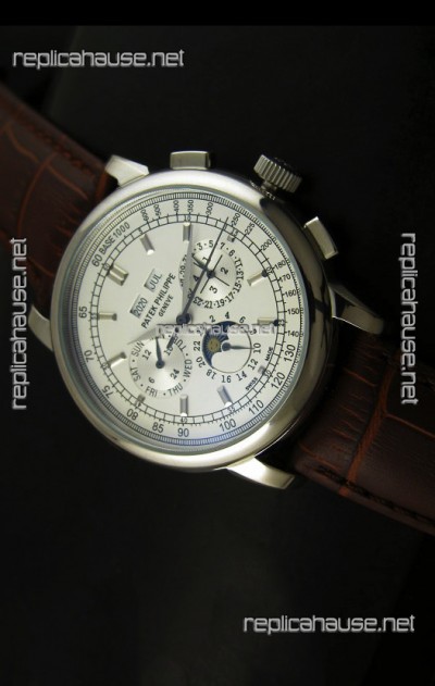 Patek Philippe Complications Japanese Replica Watch in White Dial