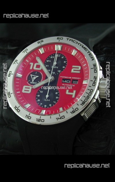 Porsche Design Flat Six P'6340 Swiss Chronograph Watch in Red Dial