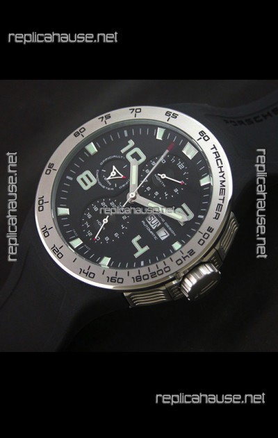 Porsche Design Flat Six P'8340 Swiss Chronograph Watch in Black Dial