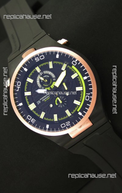 Porsche Design Diver Japanese Replica PVD Watch in Gold Bezel