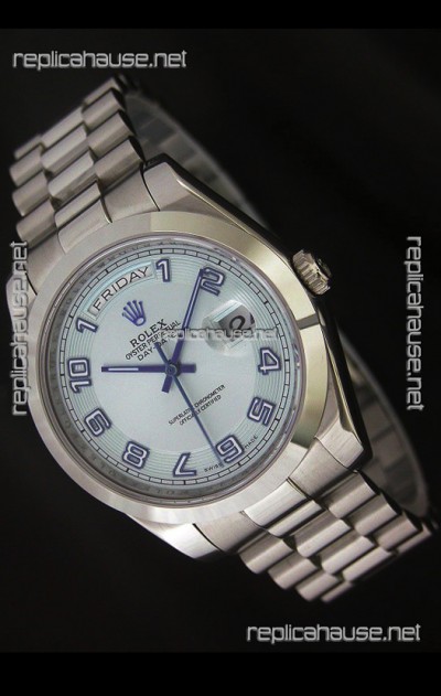 Rolex Day Date Japanese Replica Steel Watch in White Dial