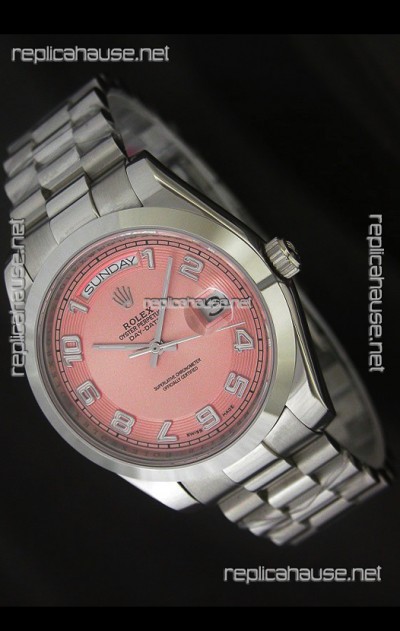 Rolex Day Date Swiss Replica Steel Watch in Champagne Dial