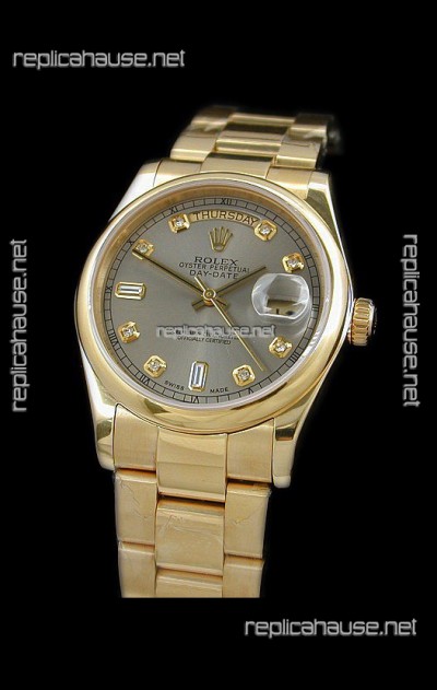 Rolex Day Date Swiss Full Gold Diamond Replica Watch