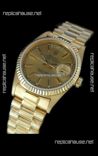 Rolex Replica Day Date Swiss Mens Gold Watch