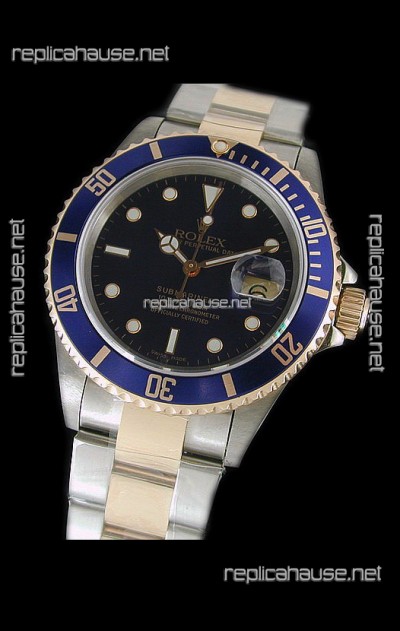 Rolex Submariner Japanese Watch in Blue Bezel Two Tone Case