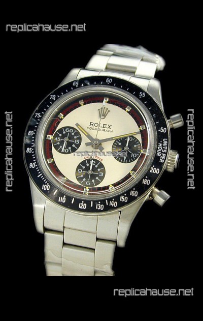 Rolex Daytona Paul Newman Edition Replica Steel Watch in White Dial