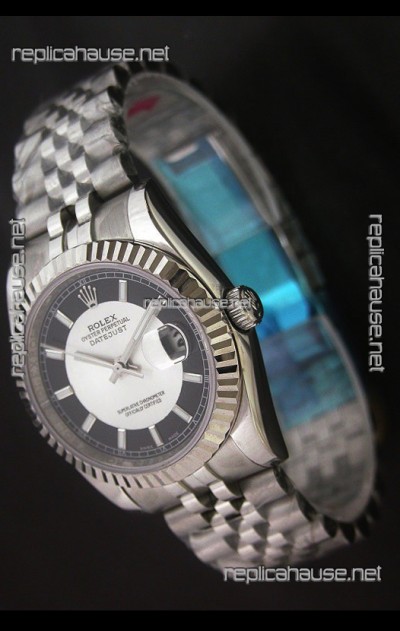 Rolex Datejust Oyster Perpetual Superlative ChronoMeter Replica Watch in Black & White Dial