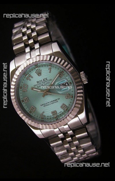 Rolex Datejust Mens Swiss Replica Watch in Light Blue Dial