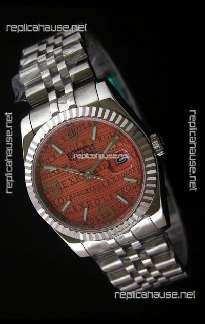 Rolex Datejust Mens Japanese Replica Watch in Orange Dial