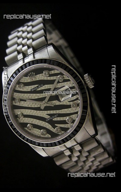 Rolex Datejust Mens Japanese Replica Watch in Leopard Dial