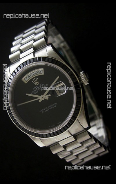 Rolex Day Date 2008 Japanese Replica Watch in Full Black Dial