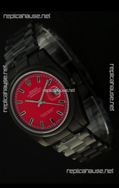 Rolex Datejust Japanese Replica PVD Watch in Red Dial