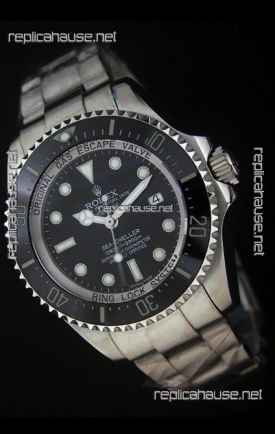 Rolex Sea-Dweller Deepsea Swiss Replica Steel Watch in Black Dial