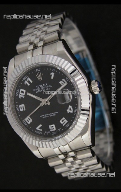 Rolex DateJust Japanese Replica Watch in White Arabic Hour Markers