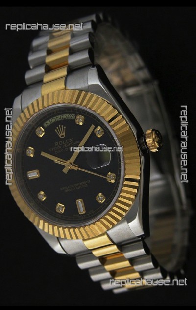 Rolex Datejust Japanese Replica Two Tone Yellow Gold Watch 