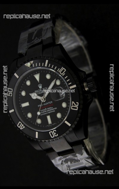 Rolex Submariner Pro Hunter Japanese PVD Watch in Black Carbon Dial