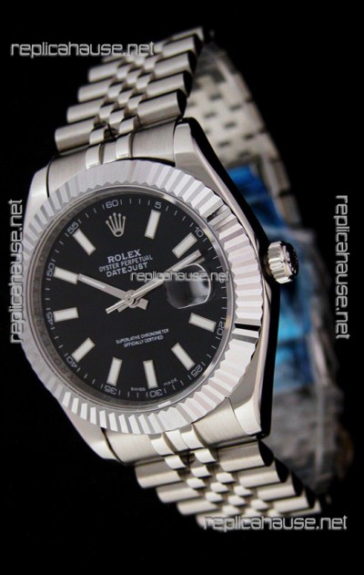 Rolex DateJust Japanese Replica Watch in Black Dial