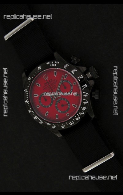 Rolex Daytona Oyster Perpetual Swiss Replica PVD Watch in Red Dial