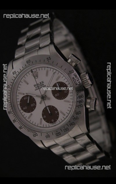 Rolex Daytona Oyster Perpetual Swiss Replica Steel Watch in White Dial