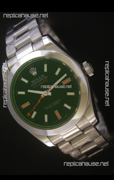 Rolex Oyster Perpetual Milgauss Swiss Replica Watch in Black Dial