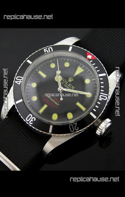 Rolex Submariner Swiss Replica Watch in Domed Crystal Black Nylon Strap