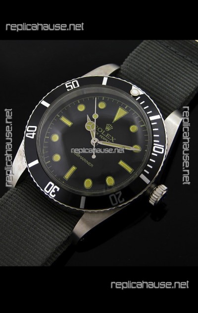 Rolex Submariner Swiss Replica Watch in Domed Crystal Grey Nylon Strap