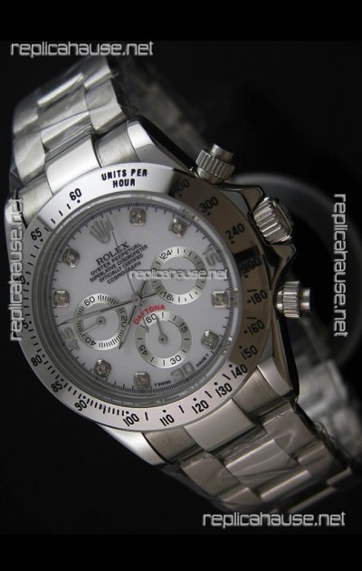 Rolex Daytona Japanese Replica Steel Watch in Diamond Hour Markers 