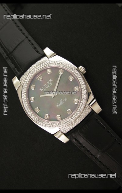 Rolex Cellini Japanese Replica Watch in Mother of Pearl Green Dial