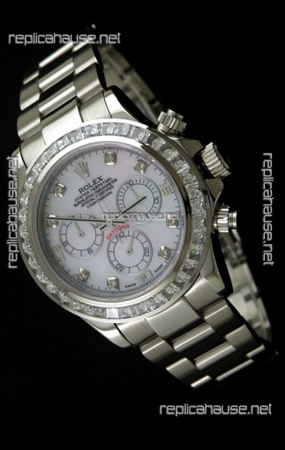 Rolex Oyster Perpetual Cosmograph Daytona Swiss Replica Watch in White Dial