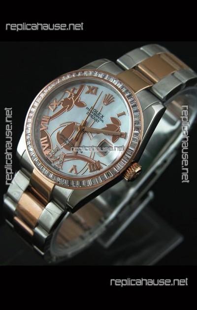 Rolex Oyster Perpetual Date Just Lady Two Tone Rose Gold Watch