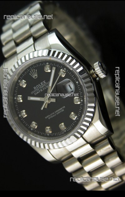 Rolex Replica Datejust Mens Japanese Watch in Black Dial - 41MM