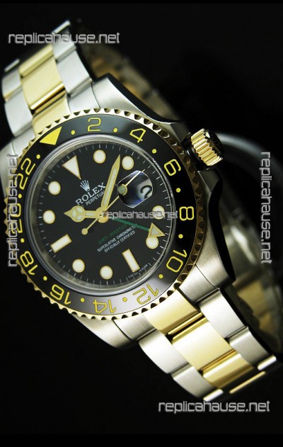 Rolex GMT Masters II Two Tone Swiss Replica Watch - SuperLuminous Hour Markers