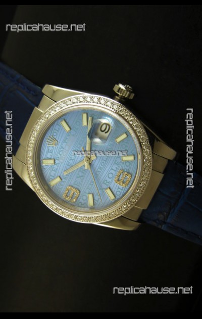 Rolex Replica Datejust Swiss Replica Watch - 37MM - Blue Dial/Strap