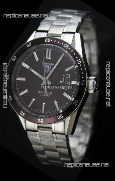 Tag Heuer Carrera Calibre 5 Swiss Replica Watch in Brown Dial