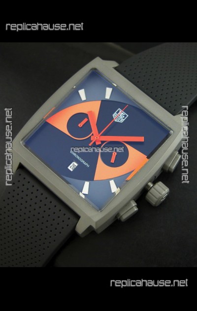 Tag Heuer Monaco Limited Edition Japanese Replica Titanium Watch in Orange Markers