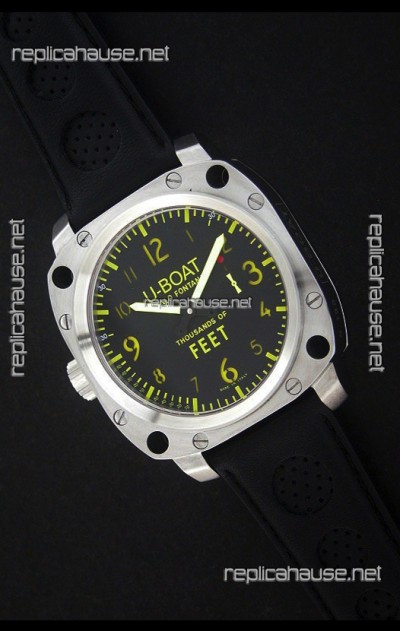 U-Boat Thousands of Feet Swiss Steel Automatic Watch in Yellow Markers