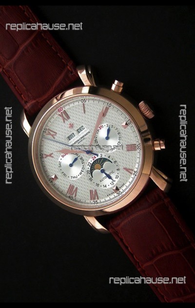 Vacheron Constantin Perpetual Calendar Japanese Watch in White Dial