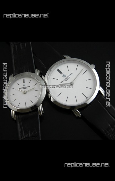 Vacheron Constantin Classical Couple Japanese Steel Watch in Leather Strap