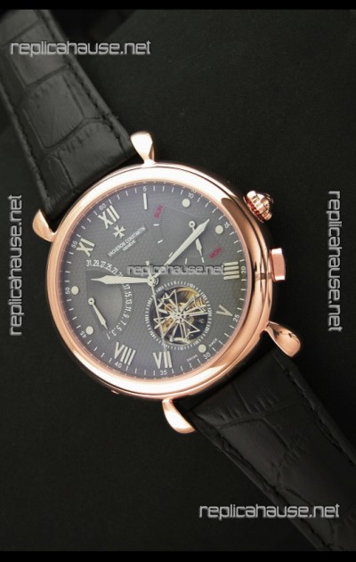 Vacheron Constantin Reserve Tourbillon Japanese Replica Rose Gold Watch in Grey Dial