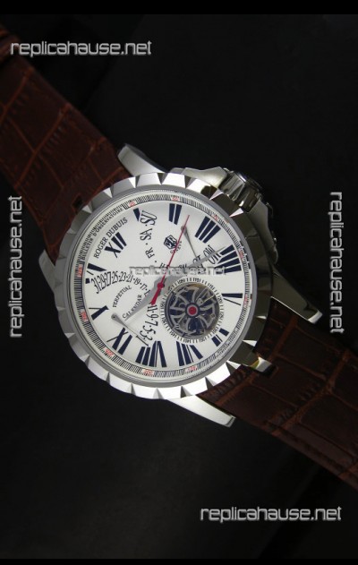 Roger Dubuis Excalibur Calendar Watch in White Dial 