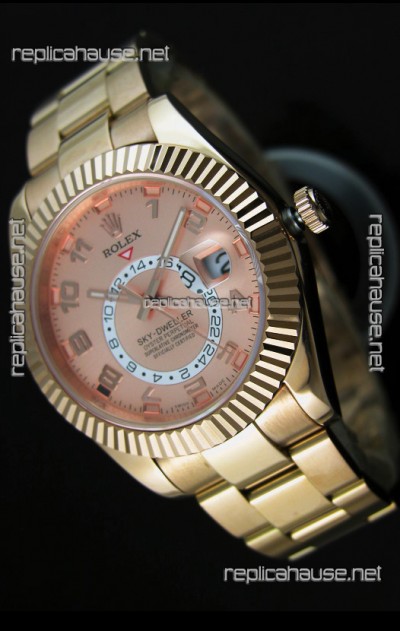 Rolex Sky-Dweller 18K Rose Gold Watch in Salmon Dial Arabic Numerals