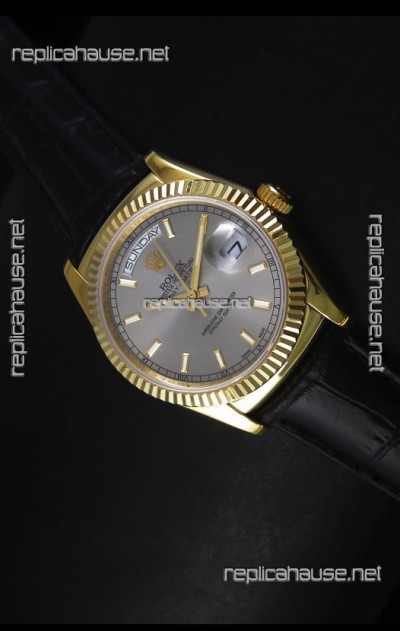 Rolex Day Date 36MM Yellow Gold Swiss Replica Watch - Grey Dial