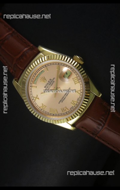 Rolex Day Date 36MM Yellow Gold Swiss Replica Watch - Champange Dial