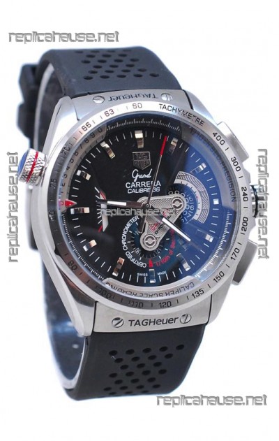 Tag Heuer Grand Carrera Calibre 36 Japanese Automatic Watch in Black Dial