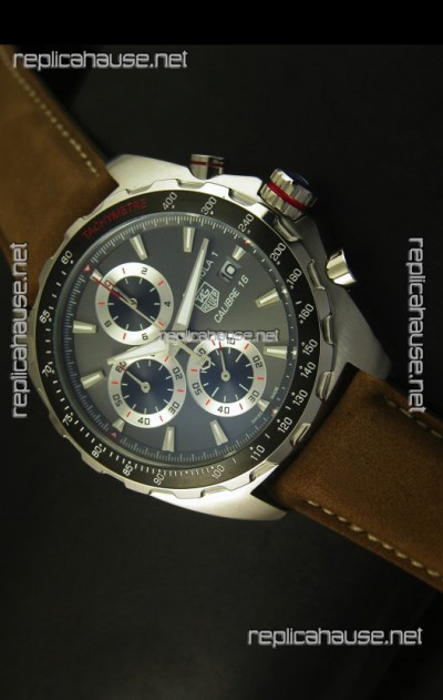 Tag Heuer Calibre 16 Stainless Steel Watch in Grey Dial