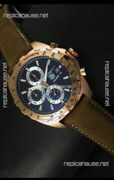 Tag Heuer Calibre 16 Rose Gold Watch in Black Dial Watch