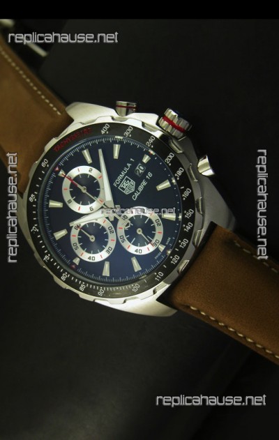 Tag Heuer Calibre 16 Stainless Steel Watch in Black Dial